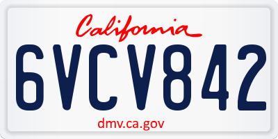 CA license plate 6VCV842