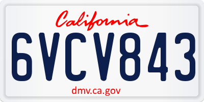CA license plate 6VCV843