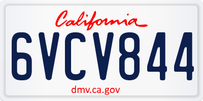 CA license plate 6VCV844
