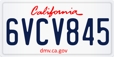 CA license plate 6VCV845