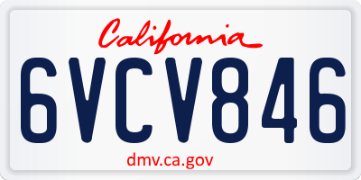 CA license plate 6VCV846