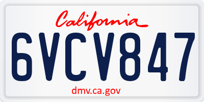 CA license plate 6VCV847