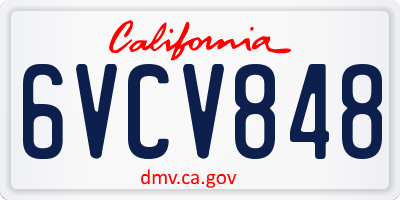 CA license plate 6VCV848