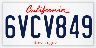 CA license plate 6VCV849