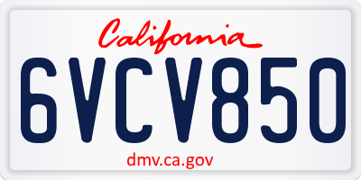 CA license plate 6VCV850