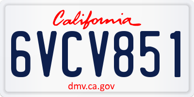 CA license plate 6VCV851