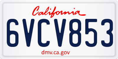 CA license plate 6VCV853