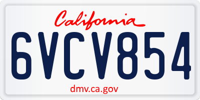 CA license plate 6VCV854