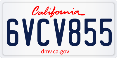 CA license plate 6VCV855