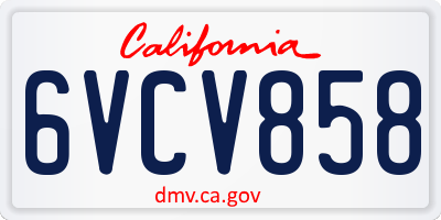 CA license plate 6VCV858