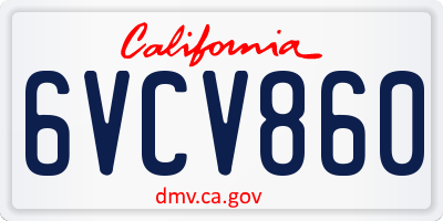 CA license plate 6VCV860