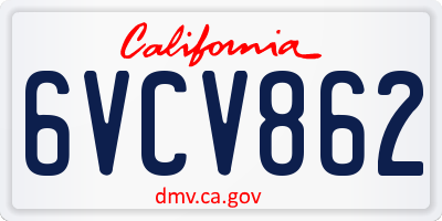 CA license plate 6VCV862