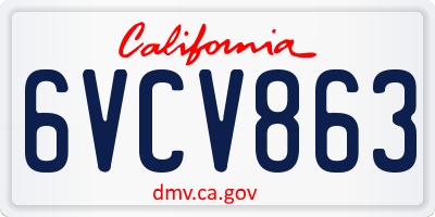 CA license plate 6VCV863