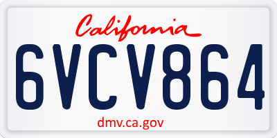 CA license plate 6VCV864