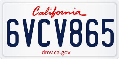 CA license plate 6VCV865