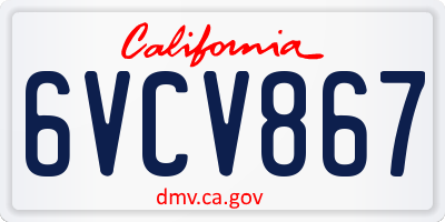 CA license plate 6VCV867