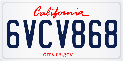 CA license plate 6VCV868