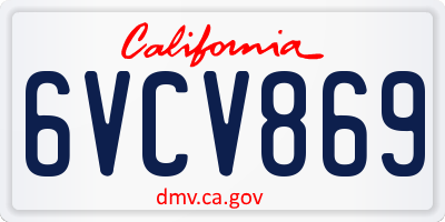CA license plate 6VCV869