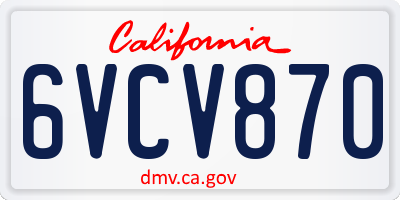 CA license plate 6VCV870