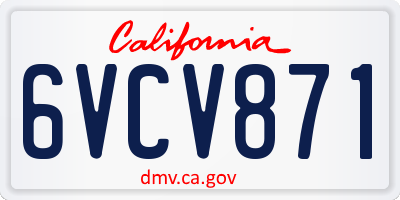 CA license plate 6VCV871