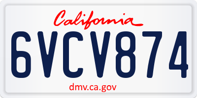 CA license plate 6VCV874