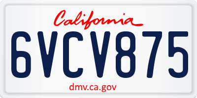 CA license plate 6VCV875