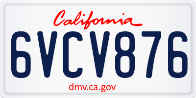 CA license plate 6VCV876