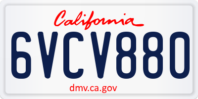 CA license plate 6VCV880