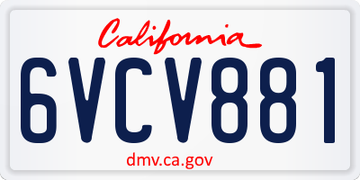 CA license plate 6VCV881