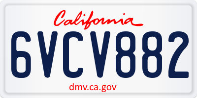 CA license plate 6VCV882