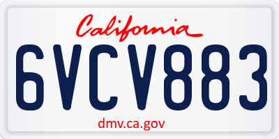 CA license plate 6VCV883