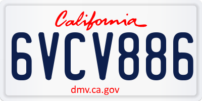 CA license plate 6VCV886