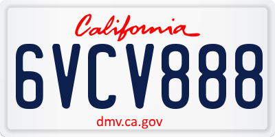 CA license plate 6VCV888