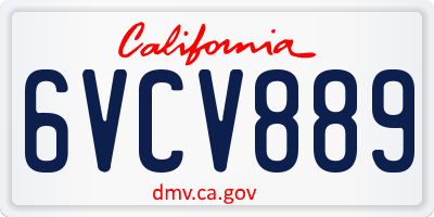 CA license plate 6VCV889