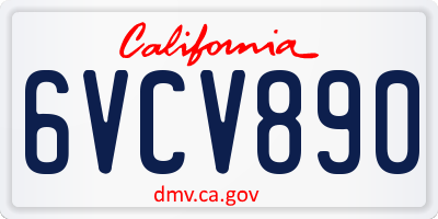 CA license plate 6VCV890