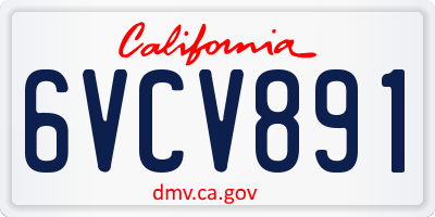 CA license plate 6VCV891