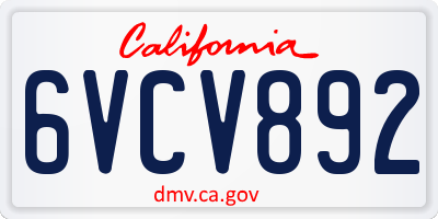 CA license plate 6VCV892