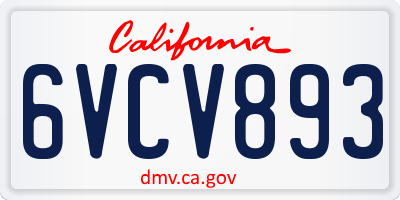CA license plate 6VCV893