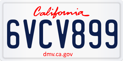 CA license plate 6VCV899