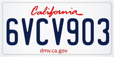 CA license plate 6VCV903
