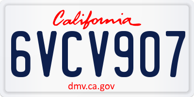 CA license plate 6VCV907