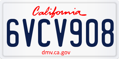 CA license plate 6VCV908