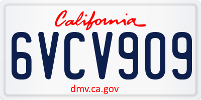 CA license plate 6VCV909