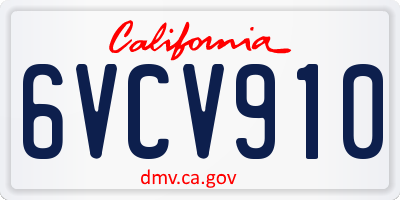 CA license plate 6VCV910