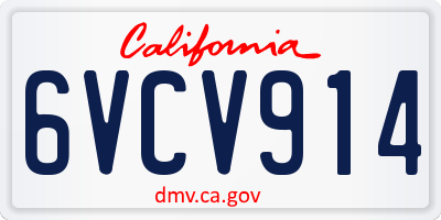 CA license plate 6VCV914