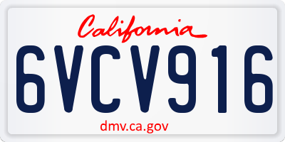 CA license plate 6VCV916