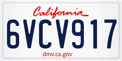 CA license plate 6VCV917