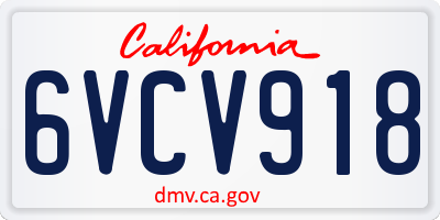 CA license plate 6VCV918