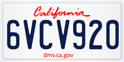 CA license plate 6VCV920