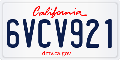 CA license plate 6VCV921